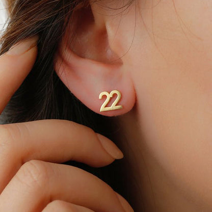 Custom Number Earrings Silver Lucky Numeral Jewelry
