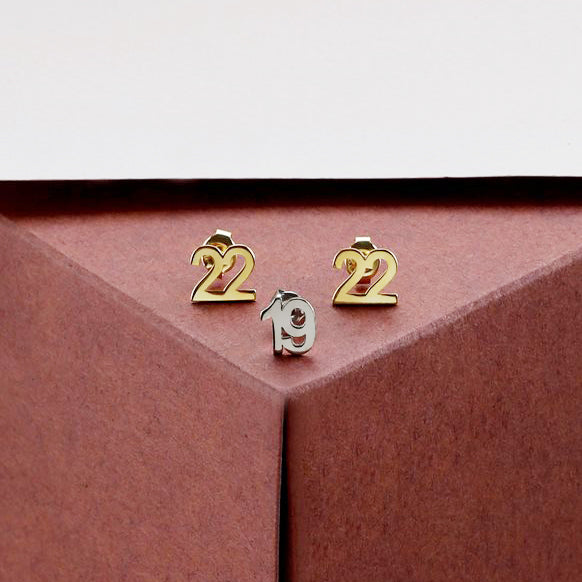 Custom Number Earrings Silver Lucky Numeral Jewelry