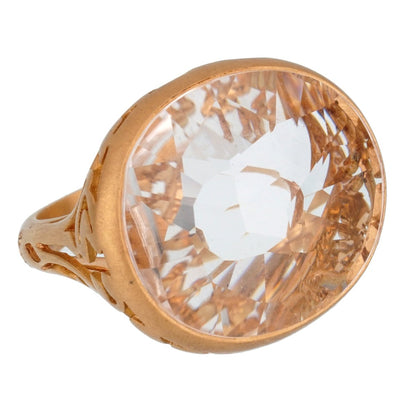 Pothtmellato 10 Carat White Quartz Cocktail 18k Rose Gold Ring Sz 6 1/4