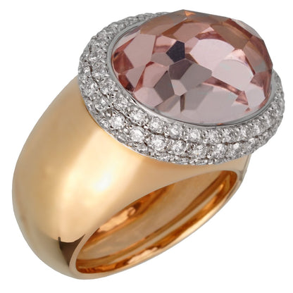 Pothtmellato 12.5 Carat Morganite Diamond Rose Cocktail Ring Sz 6.5