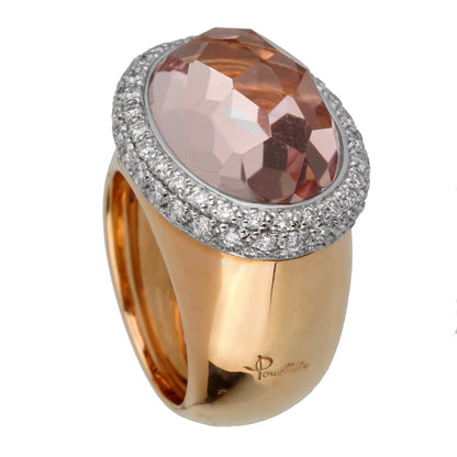 Pothtmellato 12.5 Carat Morganite Diamond Rose Cocktail Ring Sz 6.5