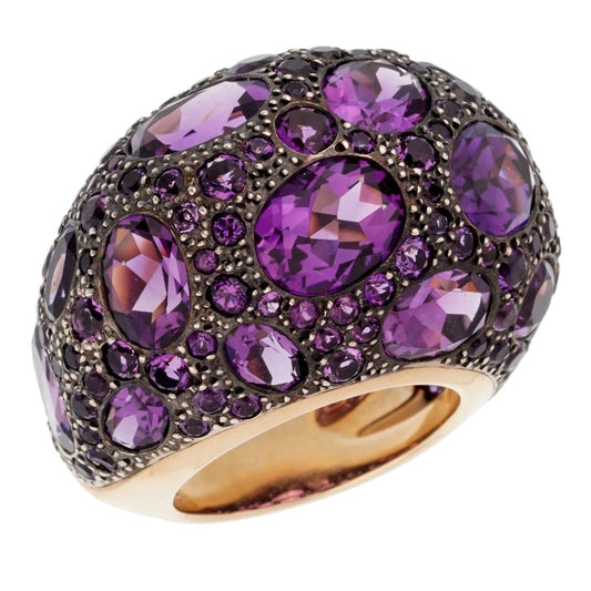 Pothtmellato 12 Carat Amethyst Cocktail Rose Gold Ring Sz 6