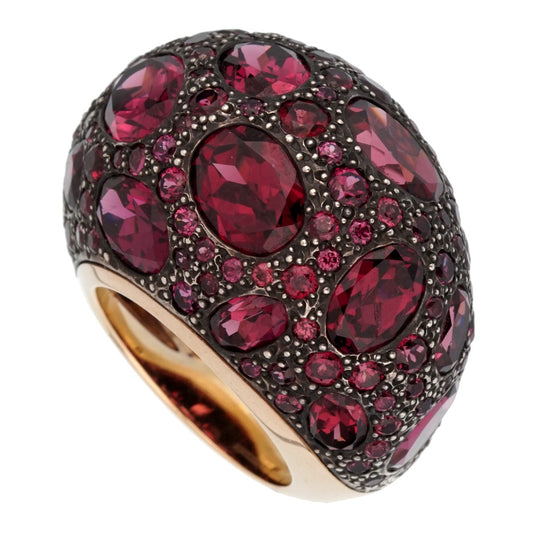 Pothtmellato 12 Carat Rhodolite Cocktail Rose Gold Ring