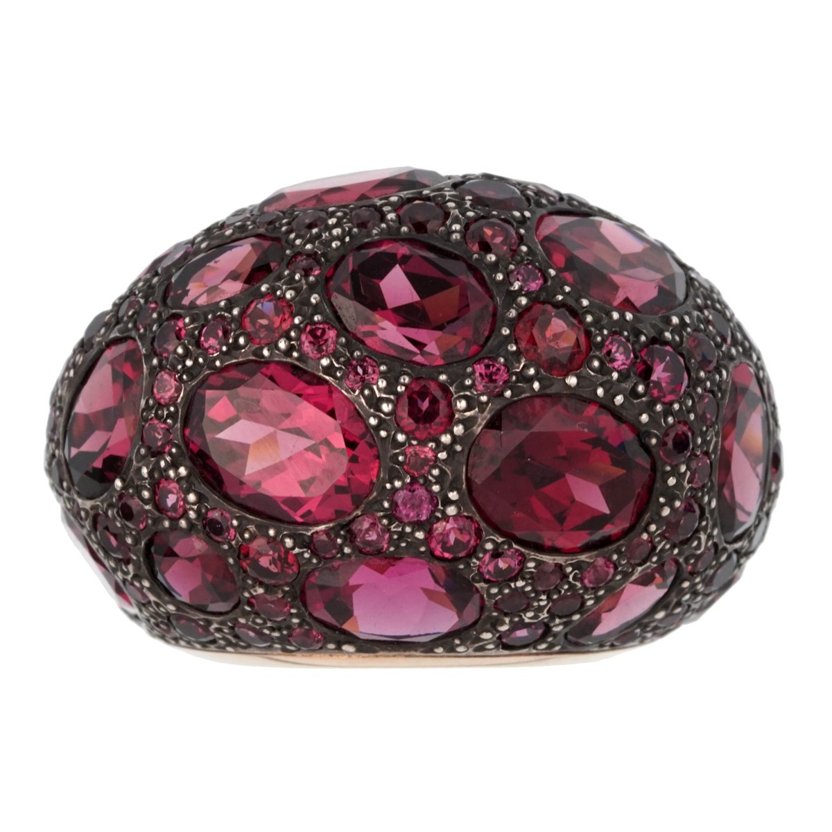 Pothtmellato 12 Carat Rhodolite Cocktail Rose Gold Ring