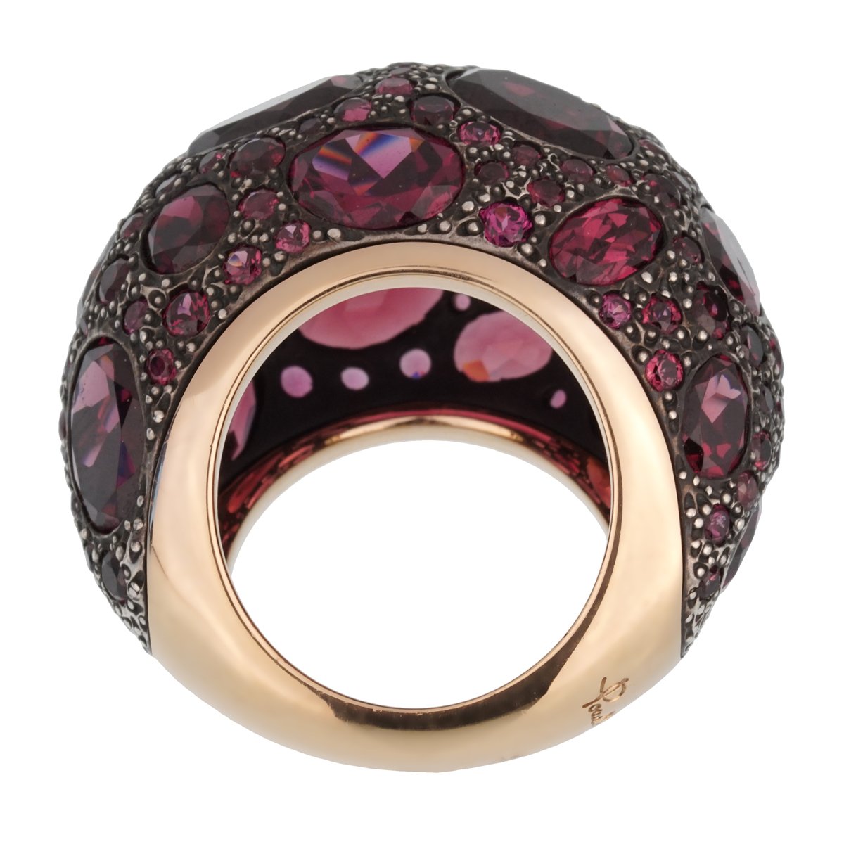 Pothtmellato 12 Carat Rhodolite Cocktail Rose Gold Ring