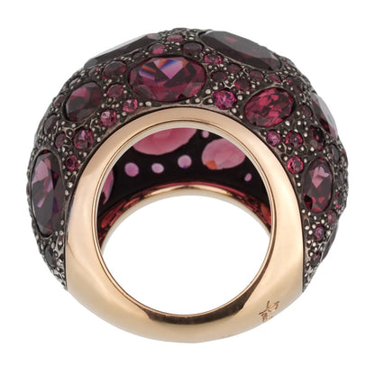Pothtmellato 12 Carat Rhodolite Cocktail Rose Gold Ring