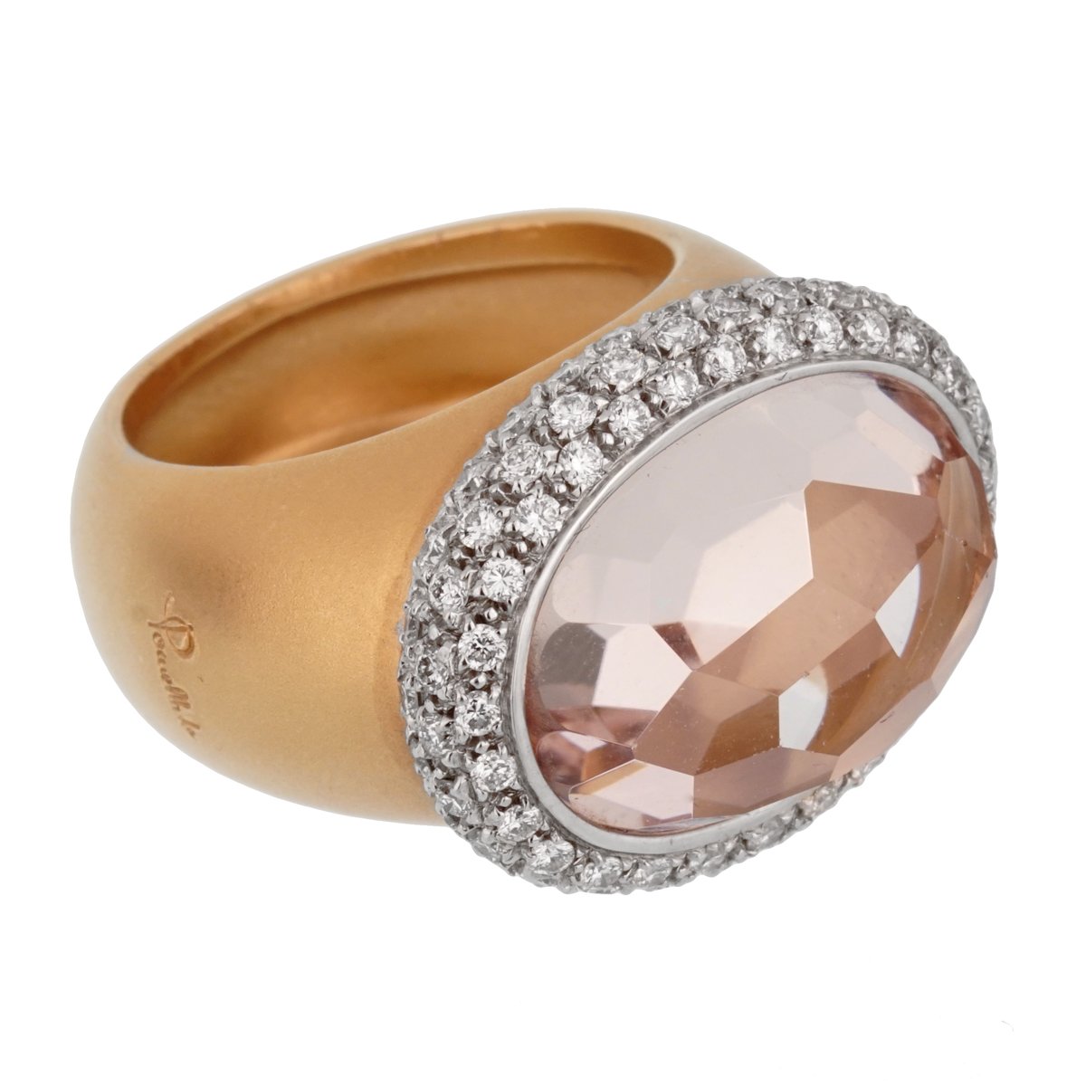 Pothtmellato 13 Carat Morganite Diamond Rose Cocktail Ring Sz 7