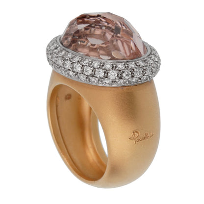 Pothtmellato 13 Carat Morganite Diamond Rose Cocktail Ring Sz 7