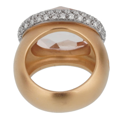 Pothtmellato 13 Carat Morganite Diamond Rose Cocktail Ring Sz 7