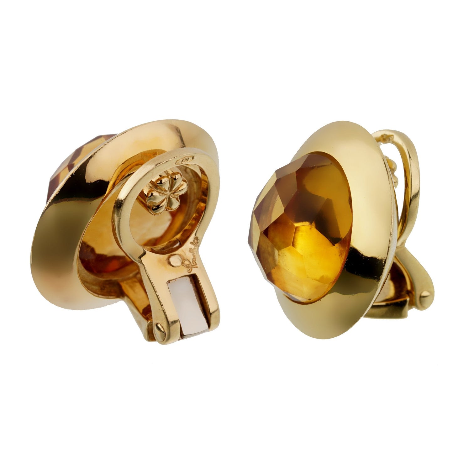 Pothtmellato 18ct Citrine 18k Yellow Gold Clip On Earrings