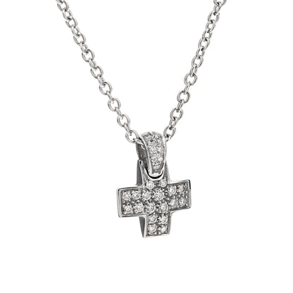Pothtmellato 18k White Gold Diamond Cross Pendant Necklace
