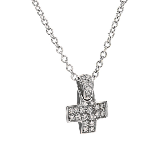 Pothtmellato 18k White Gold Diamond Cross Pendant Necklace
