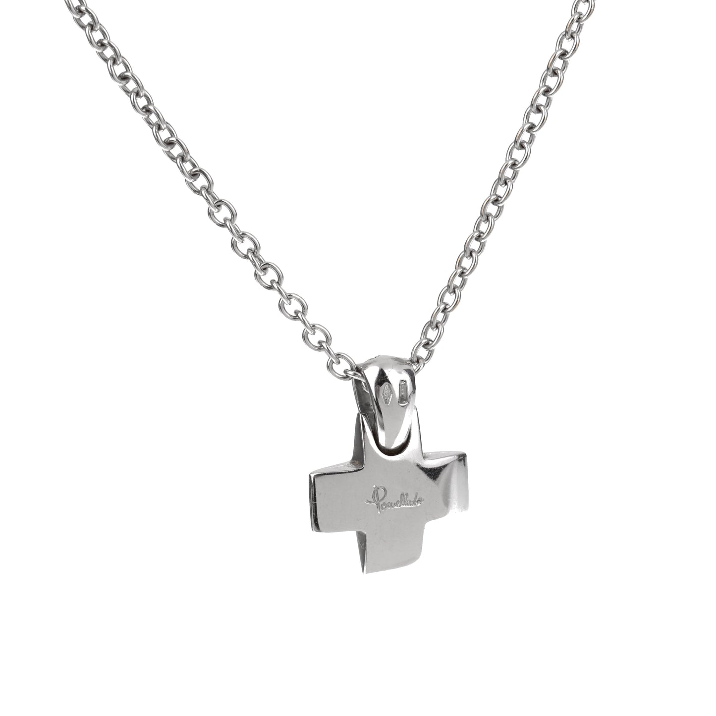 Pothtmellato 18k White Gold Diamond Cross Pendant Necklace