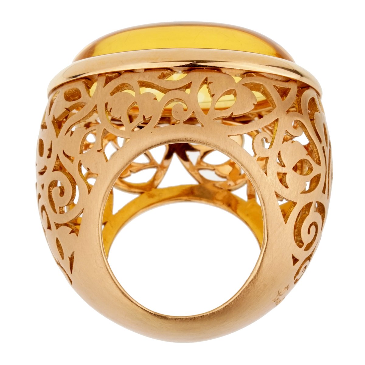 Pothtmellato 19.94 Carat Amber 18k Rose Gold Cocktail Ring Sz 6 1/4