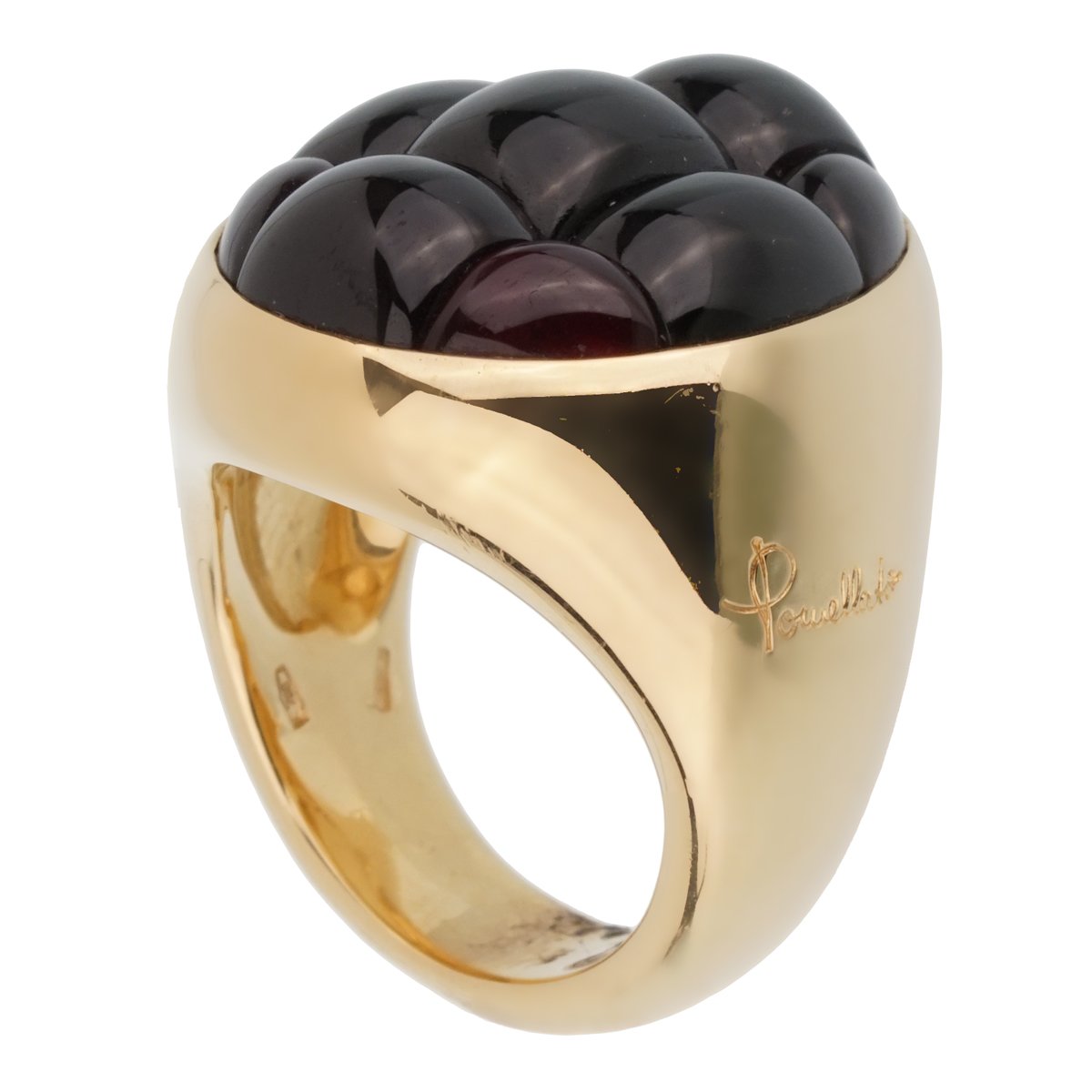 Pothtmellato 24 Carat Garnet Yellow Gold Cocktail Ring Sz 6.5