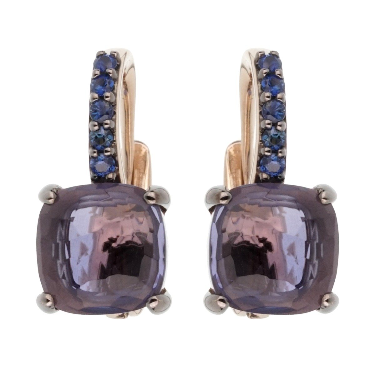 Pothtmellato 3.84 Carat Iolite Sapphire White Gold Earrings