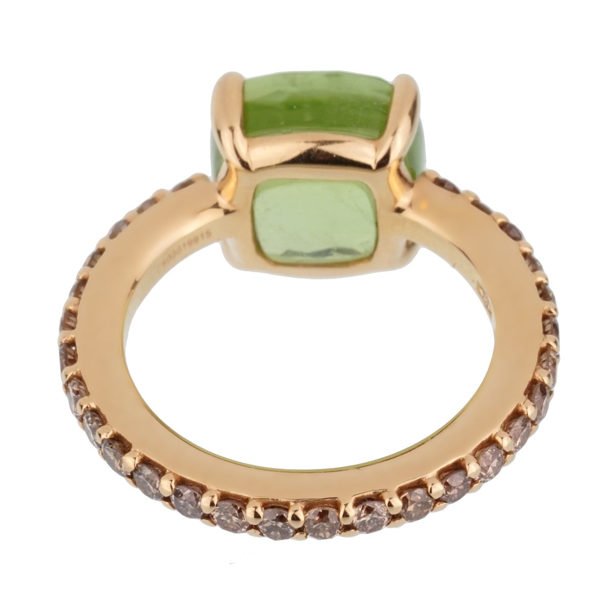 Pothtmellato 3.84 Carat Peridot Champagne Diamond Gold Ring