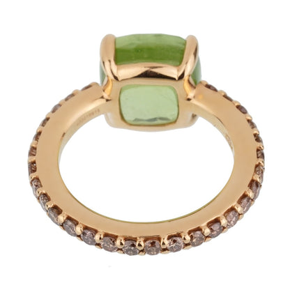 Pothtmellato 3.84 Carat Peridot Champagne Diamond Gold Ring