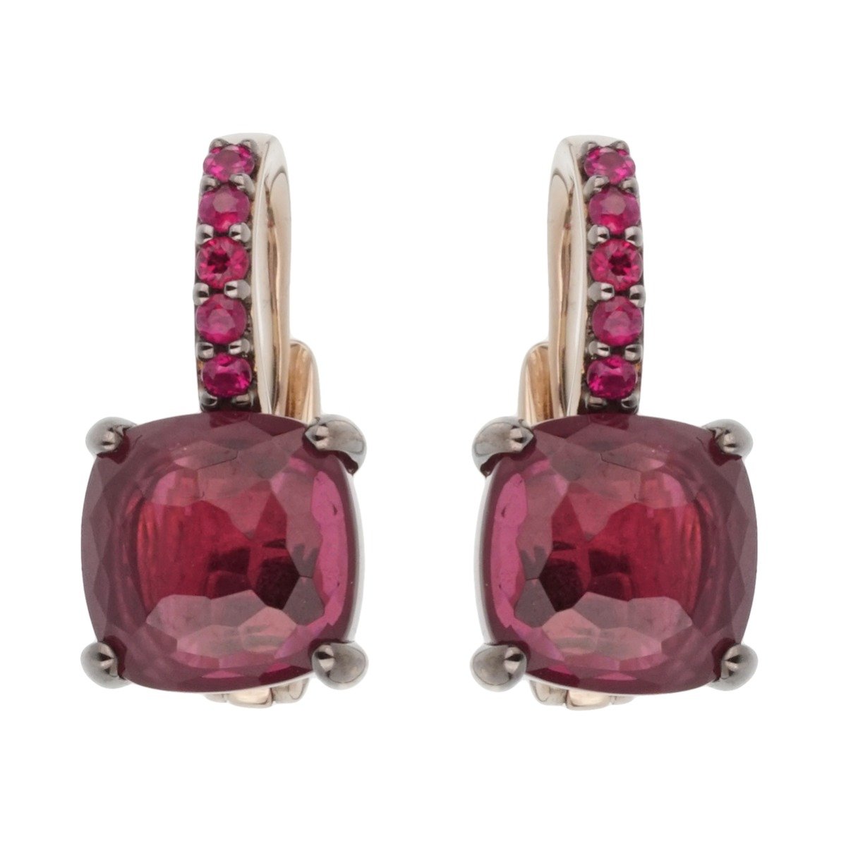 Pothtmellato 5.62 Carat Rhodolite Ruby White Gold Earrings