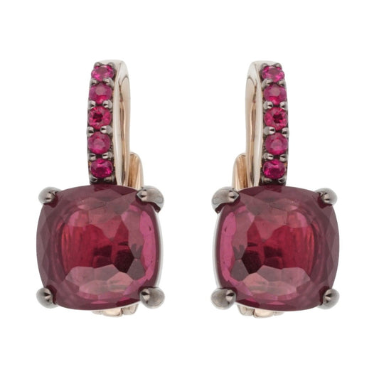 Pothtmellato 5.62 Carat Rhodolite Ruby White Gold Earrings