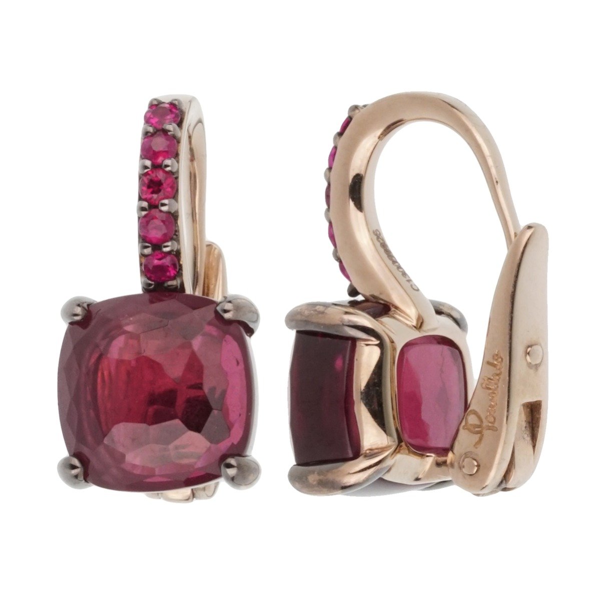 Pothtmellato 5.62 Carat Rhodolite Ruby White Gold Earrings