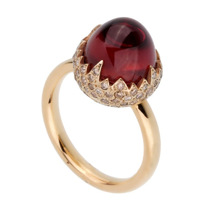 Pothtmellato 6 Carat Garnet Diamond Rose Gold Ring