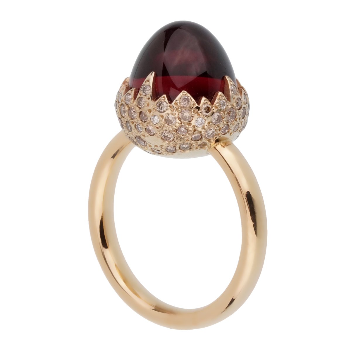 Pothtmellato  6ct Garnet Diamond 18k Rose Gold Ring Sz 5 1/4