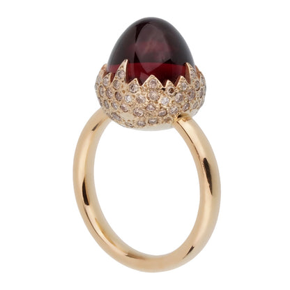 Pothtmellato  6ct Garnet Diamond 18k Rose Gold Ring Sz 5 1/4