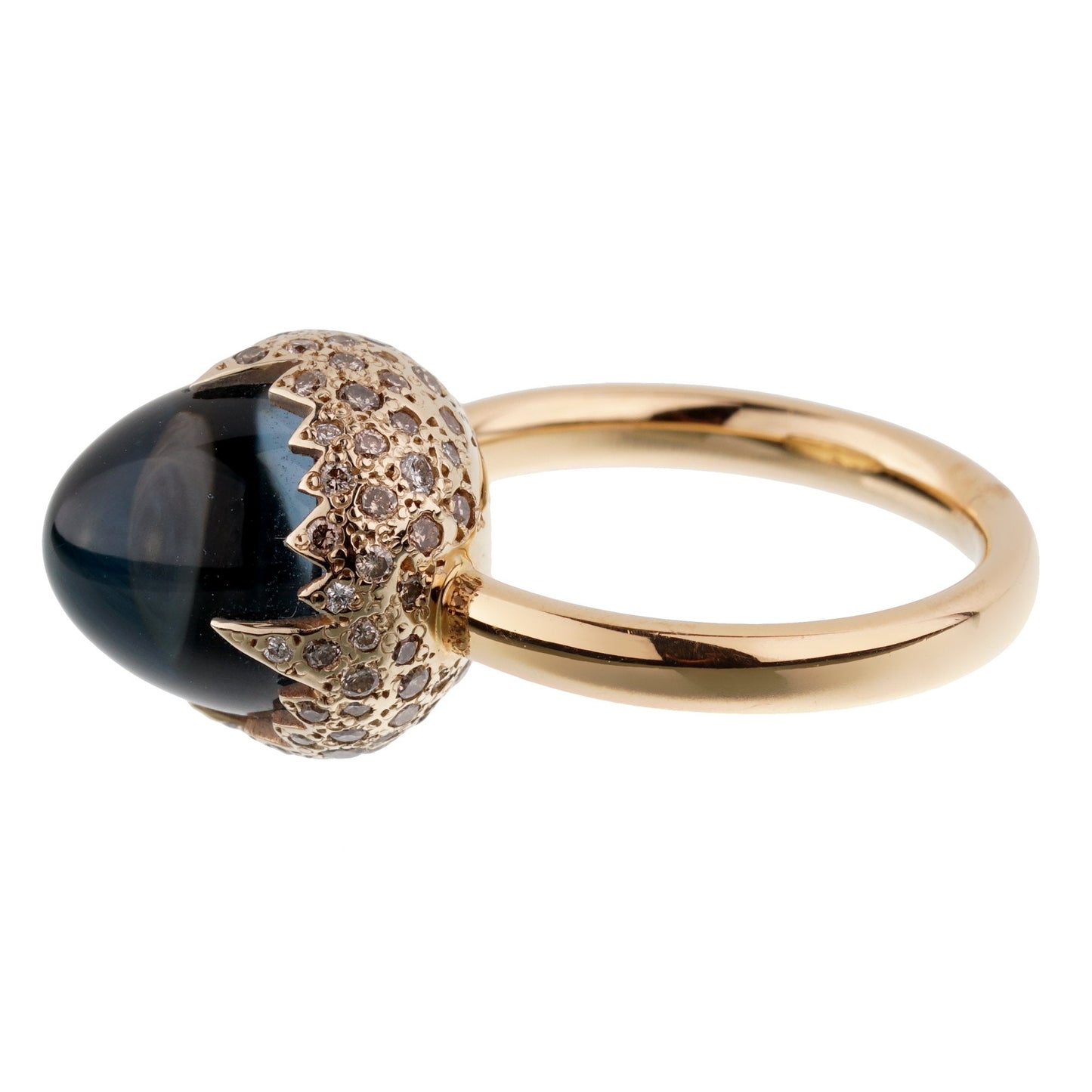 Pothtmellato 7.95ct 18k Yellow Gold Blue Topaz Fancy Diamond Cocktail Ring Sz 5