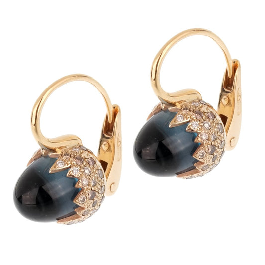 Pothtmellato 9 Carat Topaz Diamond Rose Gold Earrings