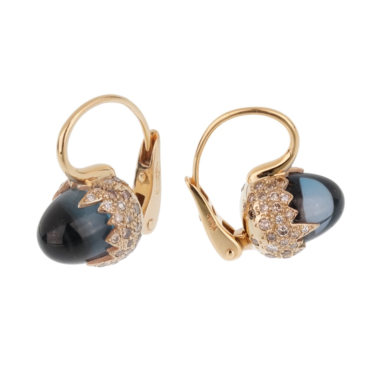 Pothtmellato 9 Carat Topaz Diamond Rose Gold Earrings