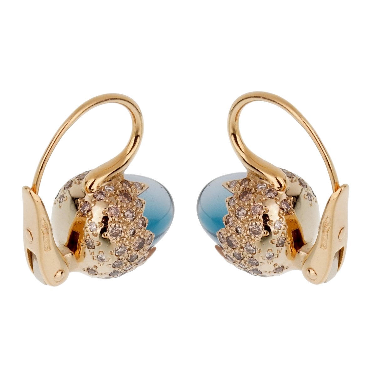 Pothtmellato 9 Carat Topaz Diamond Rose Gold Earrings