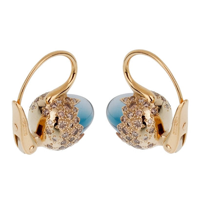 Pothtmellato 9 Carat Topaz Diamond Rose Gold Earrings