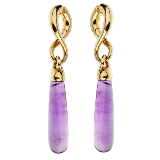 Pothtmellato Amethyst Yellow Gold Drop Earrings