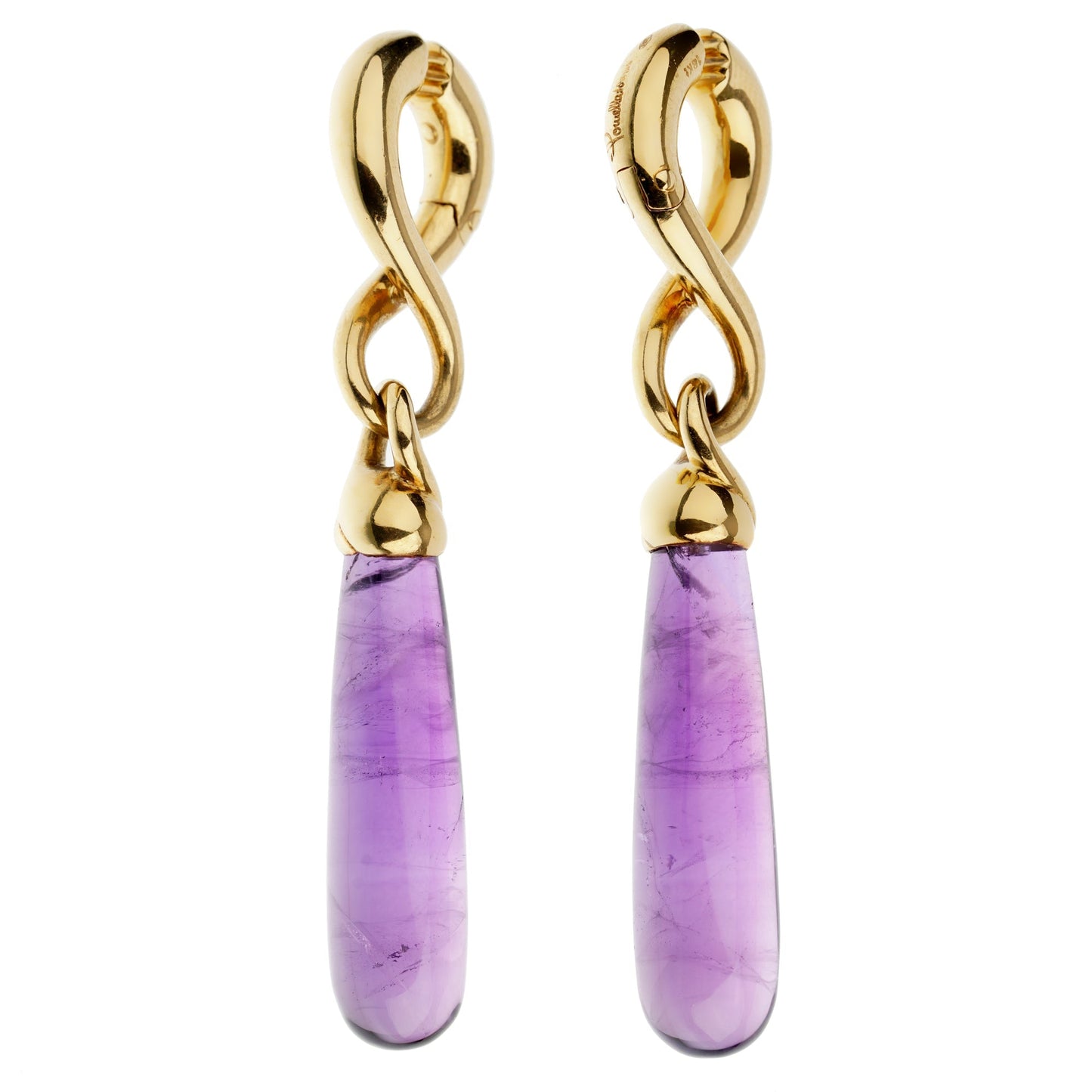 Pothtmellato Amethyst Yellow Gold Drop Earrings