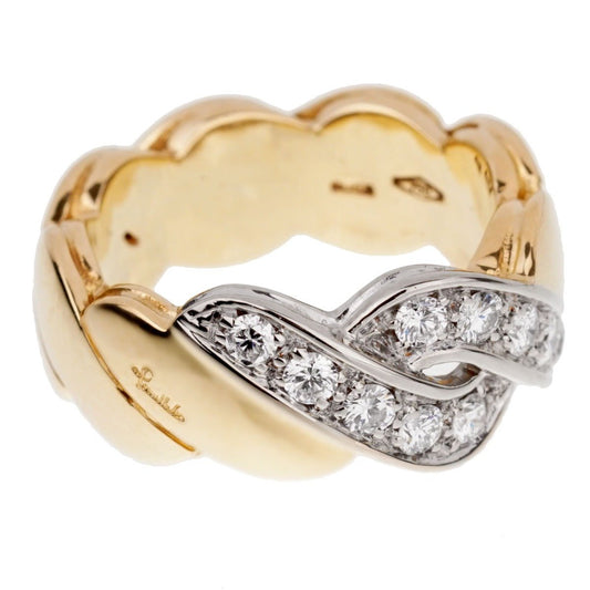 Pothtmellato Braided Diamond 18k Yellow Gold Ring Sz 5 1/2