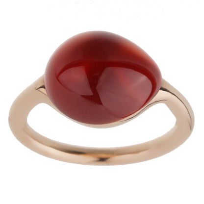 Pothtmellato Cabochon Carnelian Rose Gold Cocktail Ring Sz 6 1/2