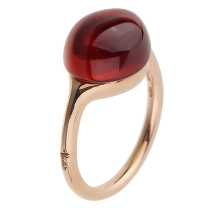 Pothtmellato Cabochon Carnelian Rose Gold Cocktail Ring Sz 6 1/2