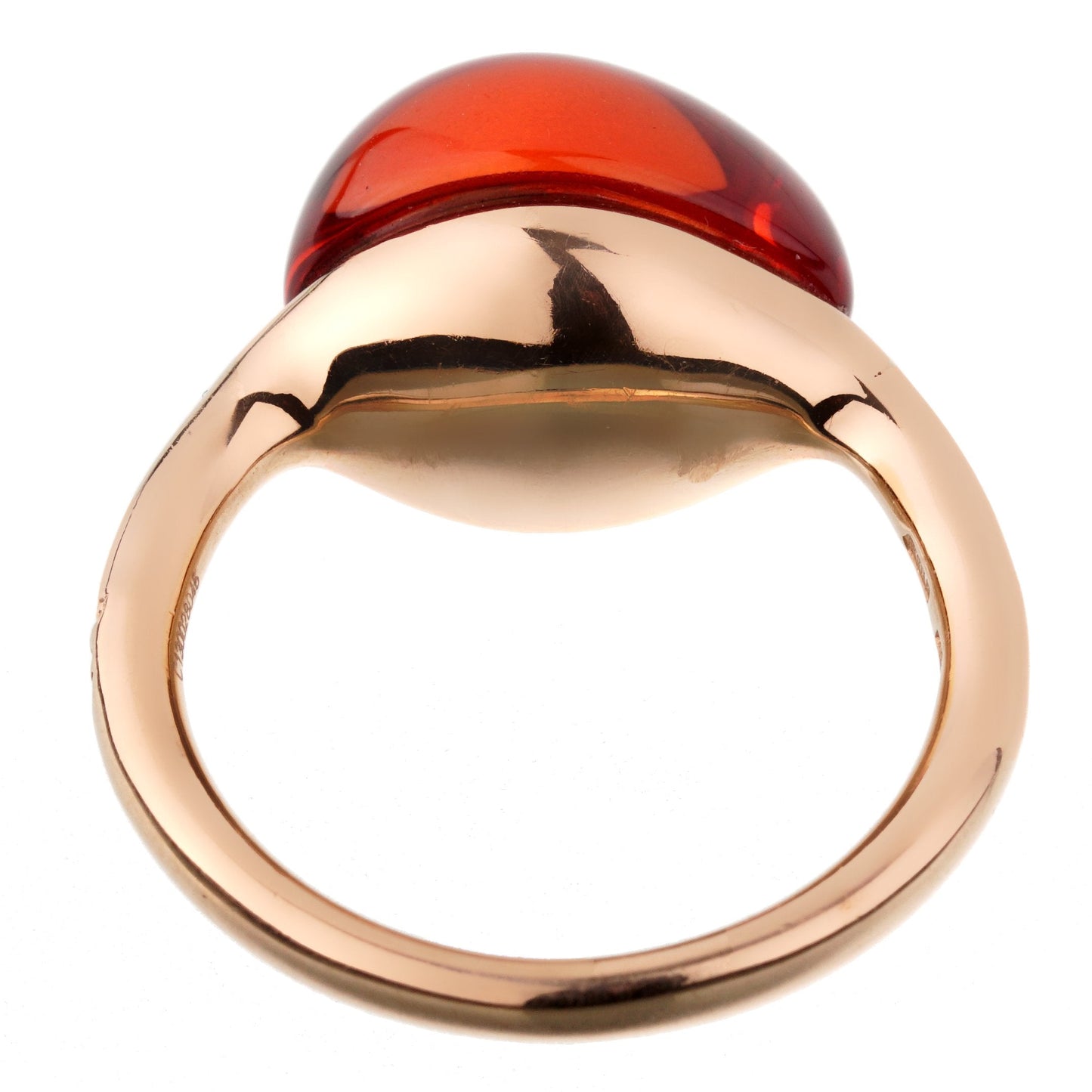 Pothtmellato Cabochon Carnelian Rose Gold Cocktail Ring Sz 6 1/2