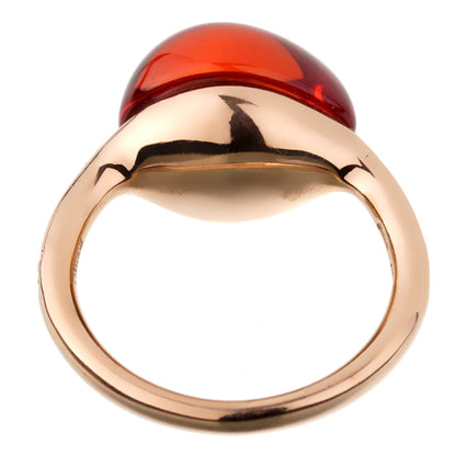 Pothtmellato Cabochon Carnelian Rose Gold Cocktail Ring Sz 6 1/2
