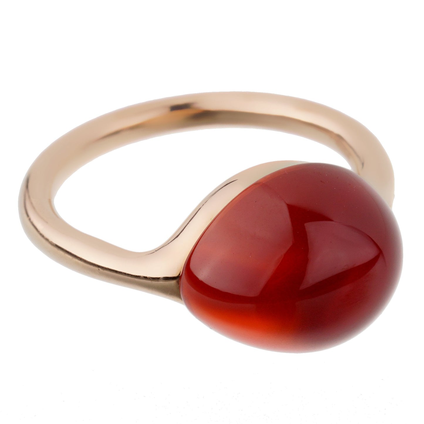Pothtmellato Cabochon Carnelian Rose Gold Cocktail Ring Sz 6 1/2