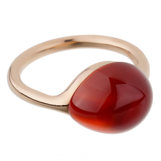 Pothtmellato Cabochon Carnelian Rose Gold Cocktail Ring Sz 6 1/2