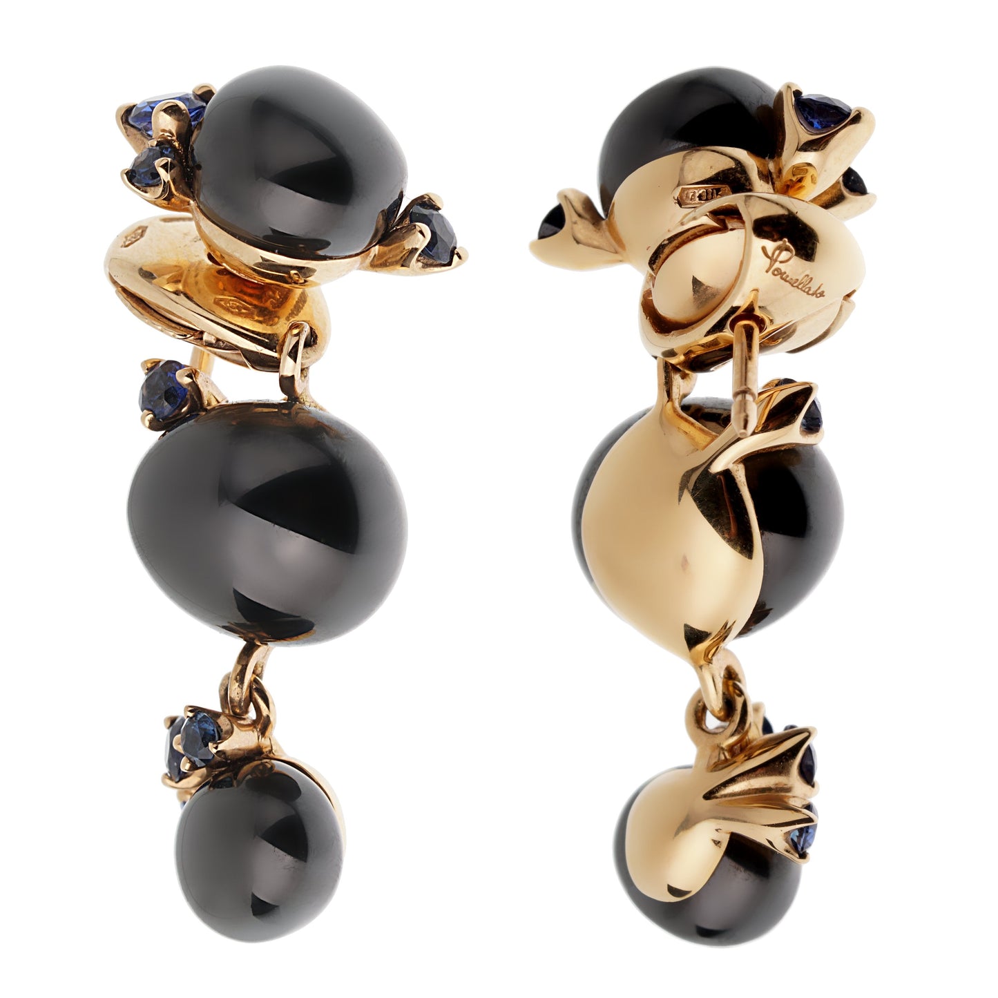 Pothtmellato Ceramic Sapphire 18k Rose Gold Drop Earrings