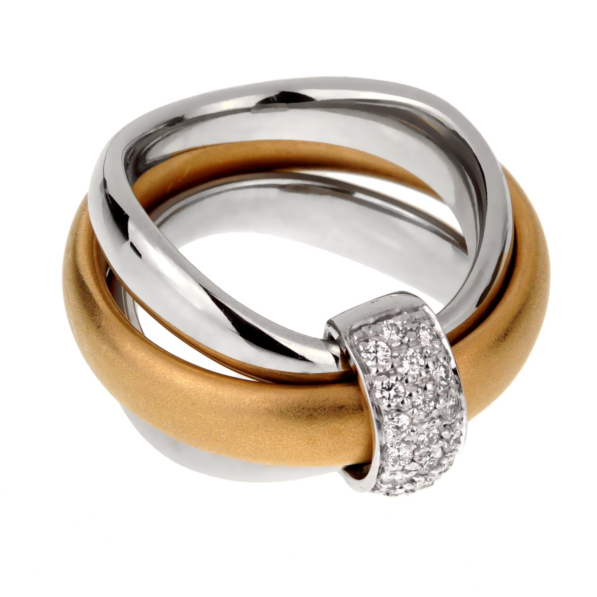 Pothtmellato Cocktail Rolling Diamond Gold Ring