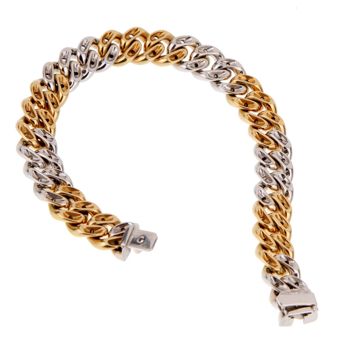 Pothtmellato Curb Diamond Yellow Gold Bracelet