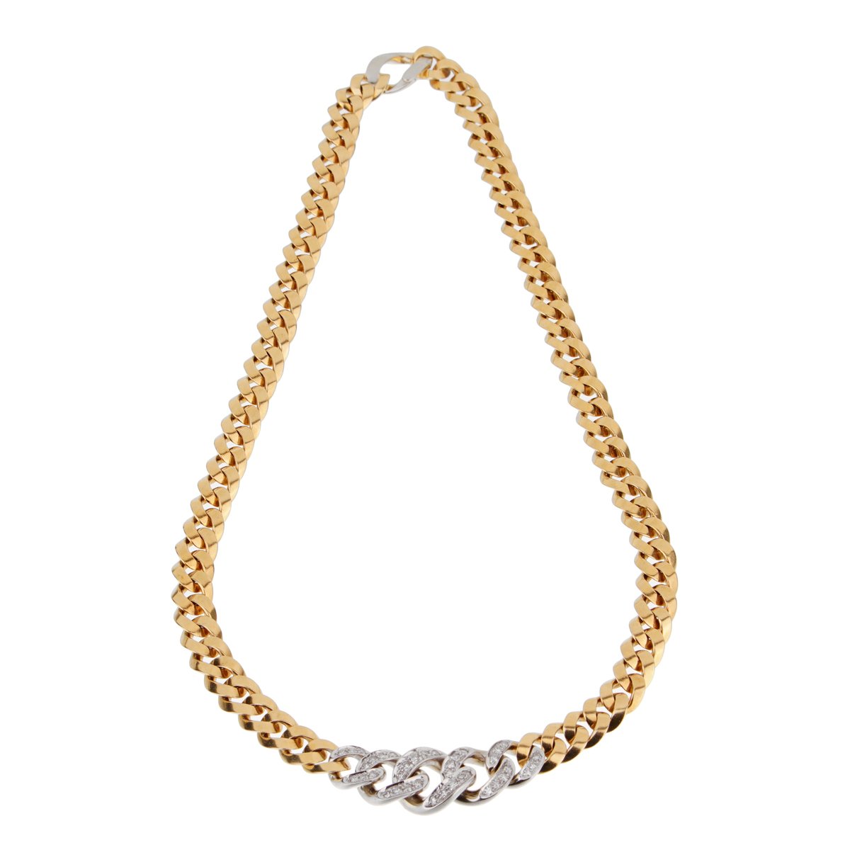 Pothtmellato Curb Link Diamond Gold Necklace