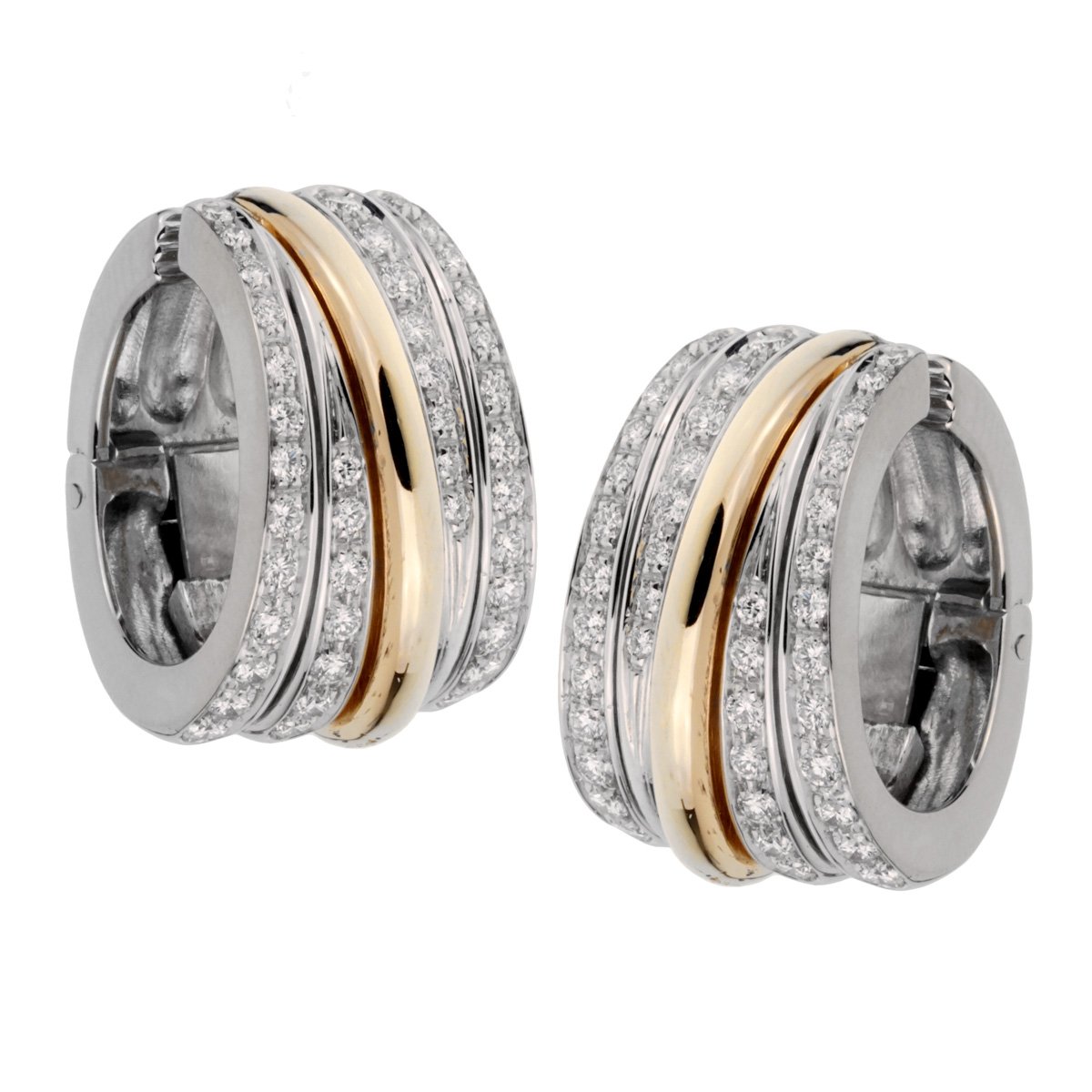 Pothtmellato Diamond Hoop 18k Rose & White Gold Earrings