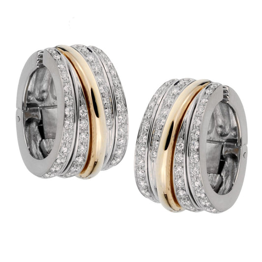 Pothtmellato Diamond Hoop 18k Rose & White Gold Earrings