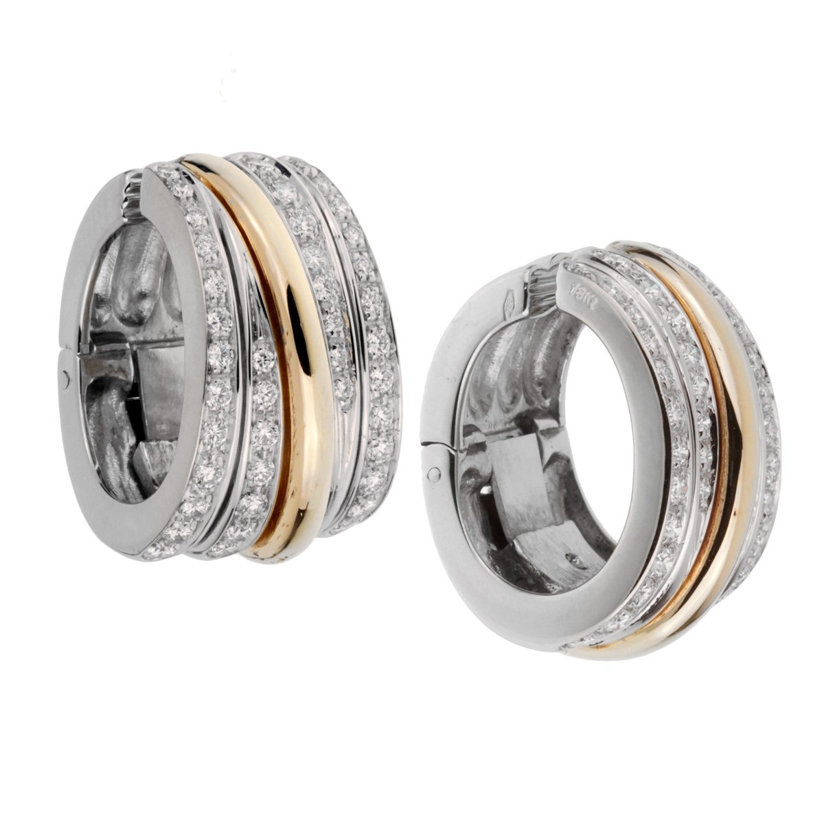 Pothtmellato Diamond Hoop 18k Rose & White Gold Earrings