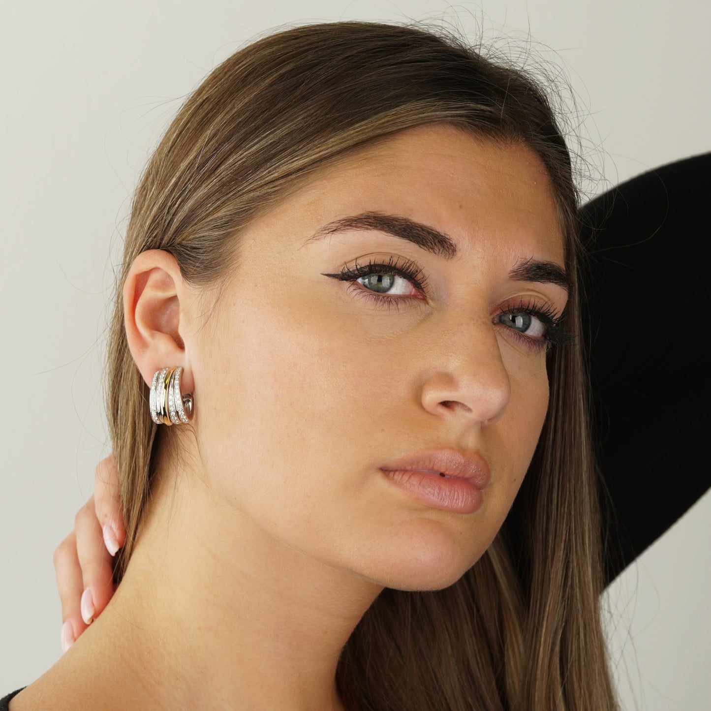 Pothtmellato Diamond Hoop 18k Rose & White Gold Earrings